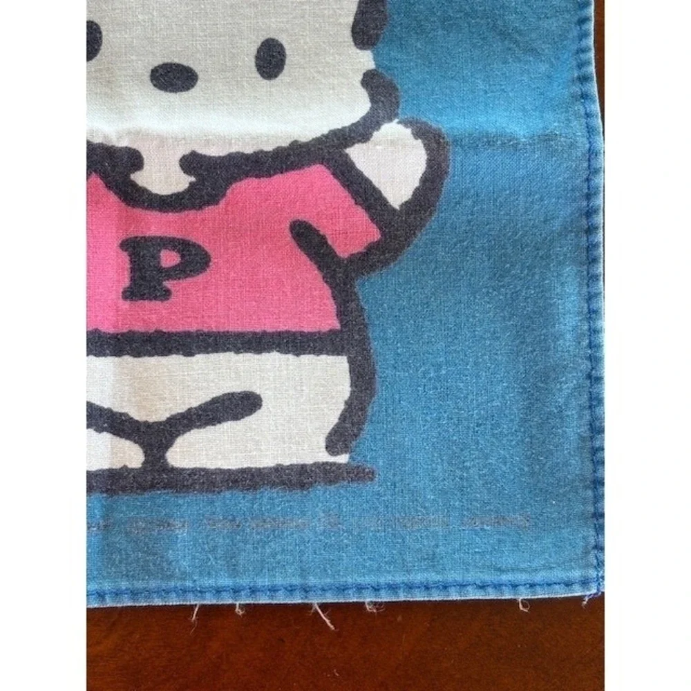 Vintage Sanrio Pochacco The Yorimichi Dog Blue Handkerchief Cotton‎ 11.5